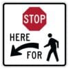 R1 5bl stop here for pedestrians left24 sign