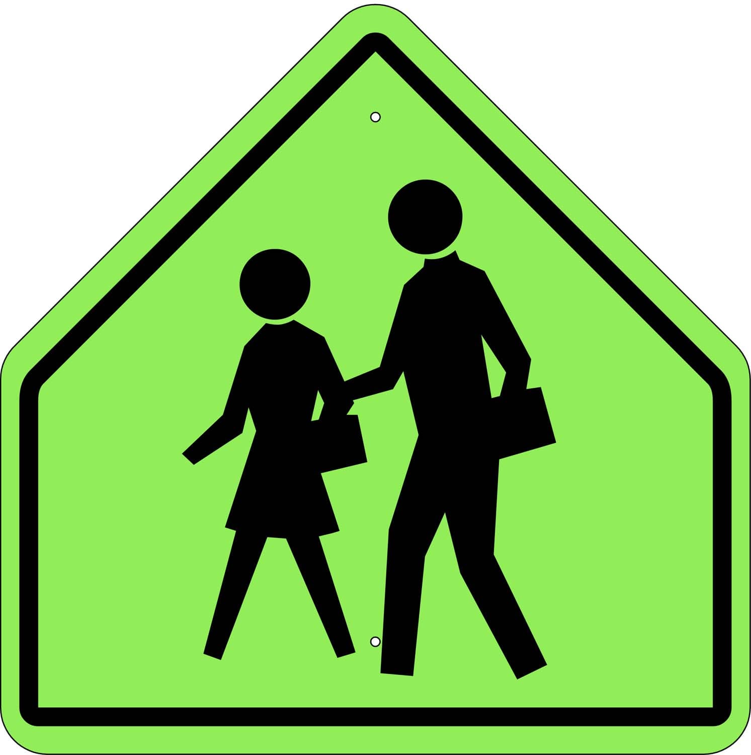 S1 1g school crossing symbol green sign 1
