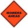 mowers ahead roll up sign
