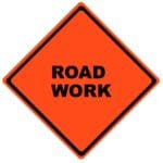 road work roll up sign