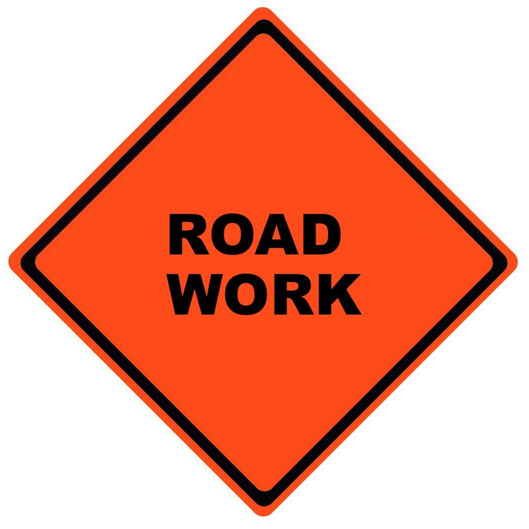 road work roll up sign