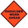 shoulder work ahead roll up sign